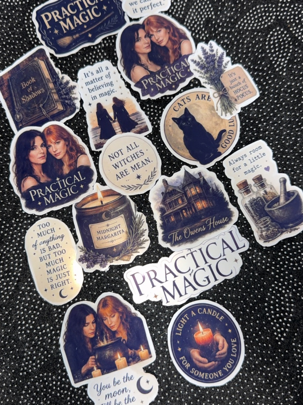 Practical Magic Witchy Sticker Set – Black, Purple & Cream